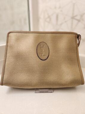 Yves Saint Laurent Beige Canvas Clutch